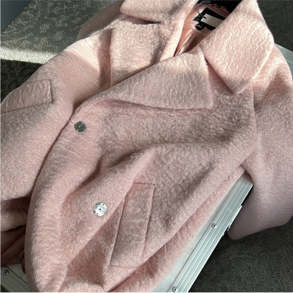 River Island Pink Long Wool-Blend Coat - Picture 9 of 9
